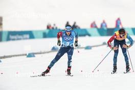 18.02.2018, Pyeongchang, Korea (KOR): Adrien Backscheider (FRA), Clement Parisse (FRA), (l-r)  - XXIII. Olympic Winter Games Pyeongchang 2018, cross-country, 4x10km men,  Pyeongchang (KOR). www.nordicfocus.com. © Modica/NordicFocus. Every downloaded picture is fee-liable.