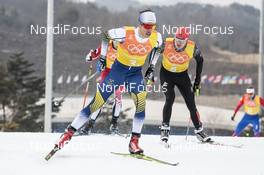 18.02.2018, Pyeongchang, Korea (KOR): Marcus Hellner (SWE), Lucas Boegl (GER), (l-r)  - XXIII. Olympic Winter Games Pyeongchang 2018, cross-country, 4x10km men,  Pyeongchang (KOR). www.nordicfocus.com. © Modica/NordicFocus. Every downloaded picture is fee-liable.