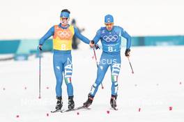 18.02.2018, Pyeongchang, Korea (KOR): Giandomenico Salvadori (ITA), Federico Pellegrino (ITA), (l-r)  - XXIII. Olympic Winter Games Pyeongchang 2018, cross-country, 4x10km men,  Pyeongchang (KOR). www.nordicfocus.com. © Modica/NordicFocus. Every downloaded picture is fee-liable.