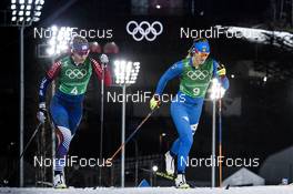 17.02.2018, Pyeongchang, Korea (KOR): Sadie Bjornsen (USA), Lucia Scardoni (ITA), (l-r)  - XXIII. Olympic Winter Games Pyeongchang 2018, cross-country, 4x5km women, Pyeongchang (KOR). www.nordicfocus.com. © Modica/NordicFocus. Every downloaded picture is fee-liable.