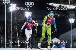 17.02.2018, Pyeongchang, Korea (KOR): Aino-Kaisa Saarinen (FIN), Anamarija Lampic (SLO), (l-r)  - XXIII. Olympic Winter Games Pyeongchang 2018, cross-country, 4x5km women, Pyeongchang (KOR). www.nordicfocus.com. © Modica/NordicFocus. Every downloaded picture is fee-liable.