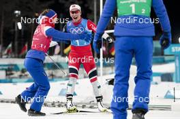 17.02.2018, Pyeongchang, Korea (KOR): Ingvild Flugstad Oestberg (NOR), Marit Bjoergen (NOR), Astrid Uhrenholdt Jacobsen (NOR), (l-r)  - XXIII. Olympic Winter Games Pyeongchang 2018, cross-country, 4x5km women, Pyeongchang (KOR). www.nordicfocus.com. © Modica/NordicFocus. Every downloaded picture is fee-liable.