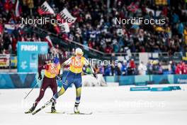 17.02.2018, Pyeongchang, Korea (KOR): Anastasia Sedova (RUS), Ebba Andersson (SWE), (l-r)  - XXIII. Olympic Winter Games Pyeongchang 2018, cross-country, 4x5km women, Pyeongchang (KOR). www.nordicfocus.com. © Modica/NordicFocus. Every downloaded picture is fee-liable.