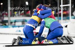 17.02.2018, Pyeongchang, Korea (KOR): Ingvild Flugstad Oestberg (NOR), Astrid Uhrenholdt Jacobsen (NOR), Ragnhild Haga (NOR), Marit Bjoergen (NOR), (l-r)  - XXIII. Olympic Winter Games Pyeongchang 2018, cross-country, 4x5km women, Pyeongchang (KOR). www.nordicfocus.com. © Modica/NordicFocus. Every downloaded picture is fee-liable.