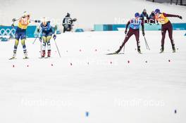 17.02.2018, Pyeongchang, Korea (KOR): Ebba Andersson (SWE), Stina Nilsson (SWE), Anastasia Sedova (RUS), Anna Nechaevskaya (RUS), (l-r)  - XXIII. Olympic Winter Games Pyeongchang 2018, cross-country, 4x5km women, Pyeongchang (KOR). www.nordicfocus.com. © Modica/NordicFocus. Every downloaded picture is fee-liable.