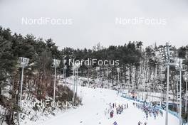 11.02.2018, Pyeongchang, Korea (KOR): Start of the race (l-r)  - XXIII. Olympic Winter Games Pyeongchang 2018, cross-country, skiathlon men, Pyeongchang (KOR). www.nordicfocus.com. © Modica/NordicFocus. Every downloaded picture is fee-liable.
