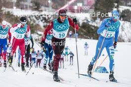 11.02.2018, Pyeongchang, Korea (KOR): Jonas Baumann (SUI), Francesco  De Fabiani (ITA), (l-r)  - XXIII. Olympic Winter Games Pyeongchang 2018, cross-country, skiathlon men, Pyeongchang (KOR). www.nordicfocus.com. © Modica/NordicFocus. Every downloaded picture is fee-liable.