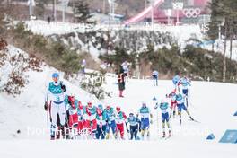 11.02.2018, Pyeongchang, Korea (KOR): Iivo Niskanen (FIN), Hans Christer Holund (NOR), Johannes Hoesflot Klaebo (NOR), Andrew Musgrave (GBR), (l-r)  - XXIII. Olympic Winter Games Pyeongchang 2018, cross-country, skiathlon men, Pyeongchang (KOR). www.nordicfocus.com. © Modica/NordicFocus. Every downloaded picture is fee-liable.