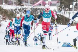 11.02.2018, Pyeongchang, Korea (KOR): Daniel Rickardsson (SWE), Jean Marc Gaillard (FRA), (l-r)  - XXIII. Olympic Winter Games Pyeongchang 2018, cross-country, skiathlon men, Pyeongchang (KOR). www.nordicfocus.com. © Modica/NordicFocus. Every downloaded picture is fee-liable.