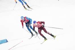 21.02.2018, Pyeongchang, Korea (KOR): Denis Spitsov (RUS), Maurice Manificat (FRA), (l-r)  - XXIII. Olympic Winter Games Pyeongchang 2018, cross-country, team sprint,  Pyeongchang (KOR). www.nordicfocus.com. © Modica/NordicFocus. Every downloaded picture is fee-liable.