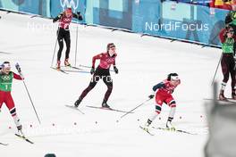 21.02.2018, Pyeongchang, Korea (KOR): Nicole Fessel (GER), Nadine Faehndrich (SUI), Marit Bjoergen (NOR), (l-r)  - XXIII. Olympic Winter Games Pyeongchang 2018, cross-country, team sprint,  Pyeongchang (KOR). www.nordicfocus.com. © Modica/NordicFocus. Every downloaded picture is fee-liable.
