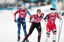21.02.2018, Pyeongchang, Korea (KOR): Nadine Faehndrich (SUI), Marit Bjoergen (NOR), Aurore Jean (FRA), (l-r)  - XXIII. Olympic Winter Games Pyeongchang 2018, cross-country, team sprint,  Pyeongchang (KOR). www.nordicfocus.com. © Modica/NordicFocus. Every downloaded picture is fee-liable.