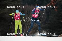 21.02.2018, Pyeongchang, Korea (KOR): Miha Simenc (SLO), Andrew Musgrave (GBR) - XXIII. Olympic Winter Games Pyeongchang 2018, cross-country, team sprint,  Pyeongchang (KOR). www.nordicfocus.com. © Modica/NordicFocus. Every downloaded picture is fee-liable.