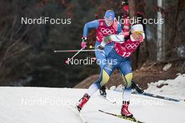 21.02.2018, Pyeongchang, Korea (KOR): Charlotte Kalla (SWE), Elisa Brocard (ITA), (l-r)  - XXIII. Olympic Winter Games Pyeongchang 2018, cross-country, team sprint,  Pyeongchang (KOR). www.nordicfocus.com. © Modica/NordicFocus. Every downloaded picture is fee-liable.
