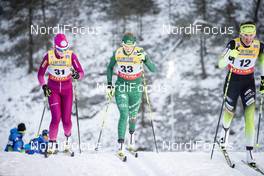25.11.2018, Ruka, Finland (FIN): Marjaana Pitkanen (FIN), Lucia Scardoni (ITA), Anamarija Lampic (SLO), (l-r)  - FIS world cup cross-country, 10km women, Ruka (FIN). www.nordicfocus.com. © Modica/NordicFocus. Every downloaded picture is fee-liable.