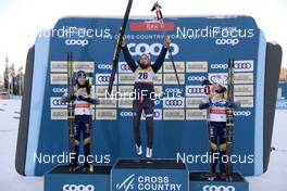 25.11.2018, Ruka, Finland (FIN): Charlotte Kalla (SWE), Therese Johaug (NOR), Ebba Andersson (SWE), (l-r) - FIS world cup cross-country, 10km women, Ruka (FIN). www.nordicfocus.com. © Modica/NordicFocus. Every downloaded picture is fee-liable.
