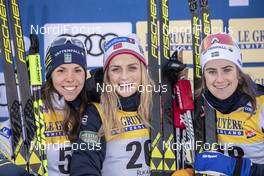 25.11.2018, Ruka, Finland (FIN): Charlotte Kalla (SWE), Therese Johaug (NOR), Ebba Andersson (SWE), (l-r)  - FIS world cup cross-country, 10km women, Ruka (FIN). www.nordicfocus.com. © Modica/NordicFocus. Every downloaded picture is fee-liable.