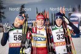25.11.2018, Ruka, Finland (FIN): Emil Iversen (NOR), Alexander Bolshunov (RUS), Calle Halfvarsson (SWE), (l-r)  - FIS world cup cross-country, 15km men, Ruka (FIN). www.nordicfocus.com. © Modica/NordicFocus. Every downloaded picture is fee-liable.