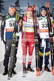 25.11.2018, Ruka, Finland (FIN): Emil Iversen (NOR), Alexander Bolshunov (RUS), Calle Halfvarsson (SWE), (l-r)  - FIS world cup cross-country, 15km men, Ruka (FIN). www.nordicfocus.com. © Modica/NordicFocus. Every downloaded picture is fee-liable.