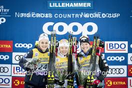 30.11.2018, Lillehammer, Norway (NOR): Stina Nilsson (SWE), Jonna Sundling (SWE), Sadie Bjornsen (USA), (l-r) - FIS world cup cross-country, individual sprint, Lillehammer (NOR). www.nordicfocus.com. © Modica/NordicFocus. Every downloaded picture is fee-liable.