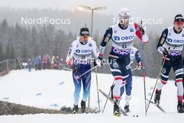 02.12.2018, Lillehammer, Norway (NOR): Dario Cologna (SUI), Martin Johnsrud Sundby (NOR), Simen Hegstad Krueger (NOR), (l-r)  - FIS world cup cross-country, pursuit men, Lillehammer (NOR). www.nordicfocus.com. © Modica/NordicFocus. Every downloaded picture is fee-liable.