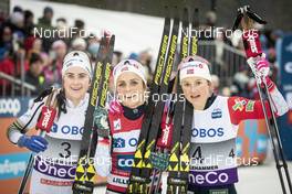 02.12.2018, Lillehammer, Norway (NOR): Ebba Andersson (SWE), Therese Johaug (NOR), Ingvild Flugstad Oestberg (NOR), (l-r)  - FIS world cup cross-country, pursuit women, Lillehammer (NOR). www.nordicfocus.com. © Modica/NordicFocus. Every downloaded picture is fee-liable.