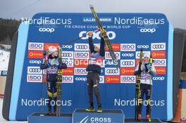 01.12.2018, Lillehammer, Norway (NOR): Therese Johaug (NOR), Ebba Andersson (SWE), Charlotte Kalla (SWE) - FIS world cup cross-country, 10km women, Lillehammer (NOR). www.nordicfocus.com. © Tumashov /NordicFocus. Every downloaded picture is fee-liable.