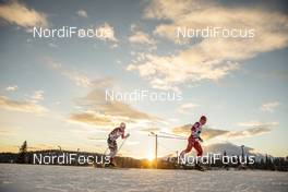 09.12.2018, Beitostolen, Norway (NOR): Finn Haagen Krogh (NOR), Andrey Melnichenko (RUS), (l-r)  - FIS world cup cross-country, 4x7.5km men, Beitostolen (NOR). www.nordicfocus.com. © Modica/NordicFocus. Every downloaded picture is fee-liable.