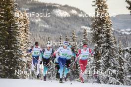09.12.2018, Beitostolen, Norway (NOR): Dario Cologna (SUI), Maxim Vylegzhanin (RUS), Jules Lapierre (FRA), Adrien Backscheider (FRA), (l-r)  - FIS world cup cross-country, 4x7.5km men, Beitostolen (NOR). www.nordicfocus.com. © Modica/NordicFocus. Every downloaded picture is fee-liable.