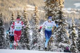 09.12.2018, Beitostolen, Norway (NOR): Maxim Vylegzhanin (RUS), Dario Cologna (SUI), (l-r)  - FIS world cup cross-country, 4x7.5km men, Beitostolen (NOR). www.nordicfocus.com. © Modica/NordicFocus. Every downloaded picture is fee-liable.