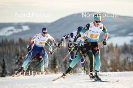 09.12.2018, Beitostolen, Norway (NOR): Clement Parisse (FRA), Lucas Boegl (GER), Toni Livers (SUI), (l-r)  - FIS world cup cross-country, 4x7.5km men, Beitostolen (NOR). www.nordicfocus.com. © Modica/NordicFocus. Every downloaded picture is fee-liable.