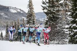 09.12.2018, Beitostolen, Norway (NOR): Dario Cologna (SUI), Maxim Vylegzhanin (RUS), Jules Lapierre (FRA), Adrien Backscheider (FRA), (l-r)  - FIS world cup cross-country, 4x7.5km men, Beitostolen (NOR). www.nordicfocus.com. © Modica/NordicFocus. Every downloaded picture is fee-liable.