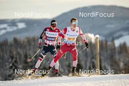 09.12.2018, Beitostolen, Norway (NOR): Denis Spitsov (RUS), Sjur Roethe (NOR), (l-r)  - FIS world cup cross-country, 4x7.5km men, Beitostolen (NOR). www.nordicfocus.com. © Modica/NordicFocus. Every downloaded picture is fee-liable.