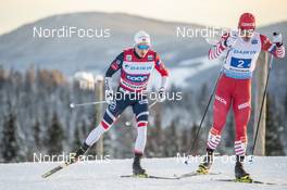09.12.2018, Beitostolen, Norway (NOR): Finn Haagen Krogh (NOR), Andrey Melnichenko (RUS), (l-r)  - FIS world cup cross-country, 4x7.5km men, Beitostolen (NOR). www.nordicfocus.com. © Modica/NordicFocus. Every downloaded picture is fee-liable.