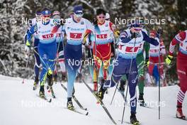 09.12.2018, Beitostolen, Norway (NOR): Anssi Pentsinen (FIN), Evgeniy Belov (RUS), Maicol Rastelli (ITA), Livio Bieler (SUI), (l-r)  - FIS world cup cross-country, 4x7.5km men, Beitostolen (NOR). www.nordicfocus.com. © Modica/NordicFocus. Every downloaded picture is fee-liable.