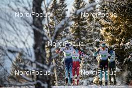 09.12.2018, Beitostolen, Norway (NOR): Dario Cologna (SUI), Adrien Backscheider (FRA), Maxim Vylegzhanin (RUS), (l-r)  - FIS world cup cross-country, 4x7.5km men, Beitostolen (NOR). www.nordicfocus.com. © Modica/NordicFocus. Every downloaded picture is fee-liable.