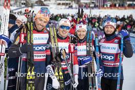 09.12.2018, Beitostolen, Norway (NOR): Emil Iversen (NOR), Martin Johnsrud Sundby (NOR), Sjur Roethe (NOR), Finn Haagen Krogh (NOR), (l-r)  - FIS world cup cross-country, 4x7.5km men, Beitostolen (NOR). www.nordicfocus.com. © Modica/NordicFocus. Every downloaded picture is fee-liable.