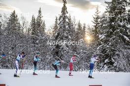 09.12.2018, Beitostolen, Norway (NOR): Dario Cologna (SUI), Adrien Backscheider (FRA), Jules Lapierre (FRA), Juuso Haarala (FIN), Maxim Vylegzhanin (RUS), Kevin Bolger (USA), (l-r)  - FIS world cup cross-country, 4x7.5km men, Beitostolen (NOR). www.nordicfocus.com. © Modica/NordicFocus. Every downloaded picture is fee-liable.