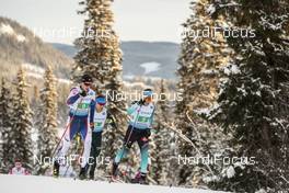 09.12.2018, Beitostolen, Norway (NOR): Kevin Bolger (USA), Adrien Backscheider (FRA), Jonas Dobler (GER), (l-r)  - FIS world cup cross-country, 4x7.5km men, Beitostolen (NOR). www.nordicfocus.com. © Modica/NordicFocus. Every downloaded picture is fee-liable.