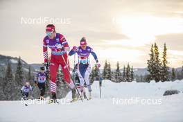 09.12.2018, Beitostolen, Norway (NOR): Yulia Belorukova (RUS), Sadie Bjornsen (USA), (l-r)  - FIS world cup cross-country, 4x5km women, Beitostolen (NOR). www.nordicfocus.com. © Modica/NordicFocus. Every downloaded picture is fee-liable.