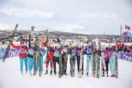 09.12.2018, Beitostolen, Norway (NOR): Lidia Durkina (RUS), Anna Zherebyateva (RUS), Mariya Istomina (RUS), Elena Soboleva (RUS), Heidi Weng (NOR), Therese Johaug (NOR), Ragnhild Haga (NOR), Ingvild Flugstad Oestberg (NOR), Johanna Matintalo (FIN), Krista Parmakoski (FIN), Riitta-Liisa Roponen (FIN), Eveliina Piippo (FIN), (l-r)  - FIS world cup cross-country, 4x5km women, Beitostolen (NOR). www.nordicfocus.com. © Modica/NordicFocus. Every downloaded picture is fee-liable.