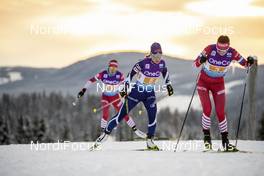 09.12.2018, Beitostolen, Norway (NOR): Anastasia Sedova (RUS), Riitta-Liisa Roponen (FIN), Mariya Istomina (RUS), (l-r)  - FIS world cup cross-country, 4x5km women, Beitostolen (NOR). www.nordicfocus.com. © Modica/NordicFocus. Every downloaded picture is fee-liable.