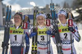15.12.2018, Davos, Switzerland (SUI): Sophie Caldwell (USA), Stina Nilsson (SWE), Maja Dahlqvist (SWE), (l-r)  - FIS world cup cross-country, individual sprint, Davos (SUI). www.nordicfocus.com. © Modica/NordicFocus. Every downloaded picture is fee-liable.