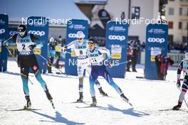 15.12.2018, Davos, Switzerland (SUI): Lucas Chanavat (FRA), Roman Schaad (SUI), Viktor Thorn (SWE), (l-r)  - FIS world cup cross-country, individual sprint, Davos (SUI). www.nordicfocus.com. © Modica/NordicFocus. Every downloaded picture is fee-liable.