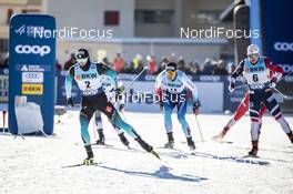 15.12.2018, Davos, Switzerland (SUI): Lucas Chanavat (FRA), Simeon Hamilton (USA), Haavard Solaas Taugboel (NOR), (l-r)  - FIS world cup cross-country, individual sprint, Davos (SUI). www.nordicfocus.com. © Modica/NordicFocus. Every downloaded picture is fee-liable.