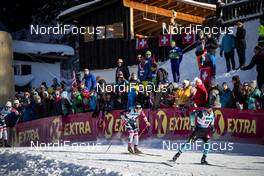 15.12.2018, Davos, Switzerland (SUI): Johannes Hoesflot Klaebo (NOR), Baptiste Gros (FRA), (l-r)  - FIS world cup cross-country, individual sprint, Davos (SUI). www.nordicfocus.com. © Modica/NordicFocus. Every downloaded picture is fee-liable.