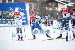 29.12.2018, Toblach, Italy (ITA): Teodor Peterson (SWE), Jovian Hediger (SUI), Eirik Brandsdal (NOR), (l-r)  - FIS world cup cross-country, tour de ski, individual sprint, Toblach (ITA). www.nordicfocus.com. © Modica/NordicFocus. Every downloaded picture is fee-liable.