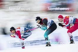 29.12.2018, Toblach, Italy (ITA): Johannes Hoesflot Klaebo (NOR), Lucas Chanavat (FRA), Sergey Ustiugov (RUS), (l-r)  - FIS world cup cross-country, tour de ski, individual sprint, Toblach (ITA). www.nordicfocus.com. © Modica/NordicFocus. Every downloaded picture is fee-liable.