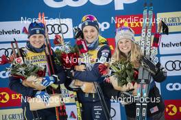 29.12.2018, Toblach, Italy (ITA): Ida Ingemarsdotter (SWE), Stina Nilsson (SWE), Jessica Diggins (USA), (l-r) - FIS world cup cross-country, tour de ski, individual sprint, Toblach (ITA). www.nordicfocus.com. © Modica/NordicFocus. Every downloaded picture is fee-liable.