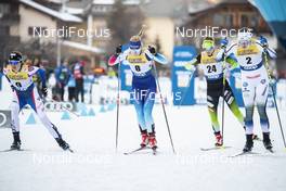 29.12.2018, Toblach, Italy (ITA): Sophie Caldwell (USA), Nadine Faehndrich (SUI), Alenka Cebasek (SLO), Linn Soemskar (SWE), (l-r)  - FIS world cup cross-country, tour de ski, individual sprint, Toblach (ITA). www.nordicfocus.com. © Modica/NordicFocus. Every downloaded picture is fee-liable.